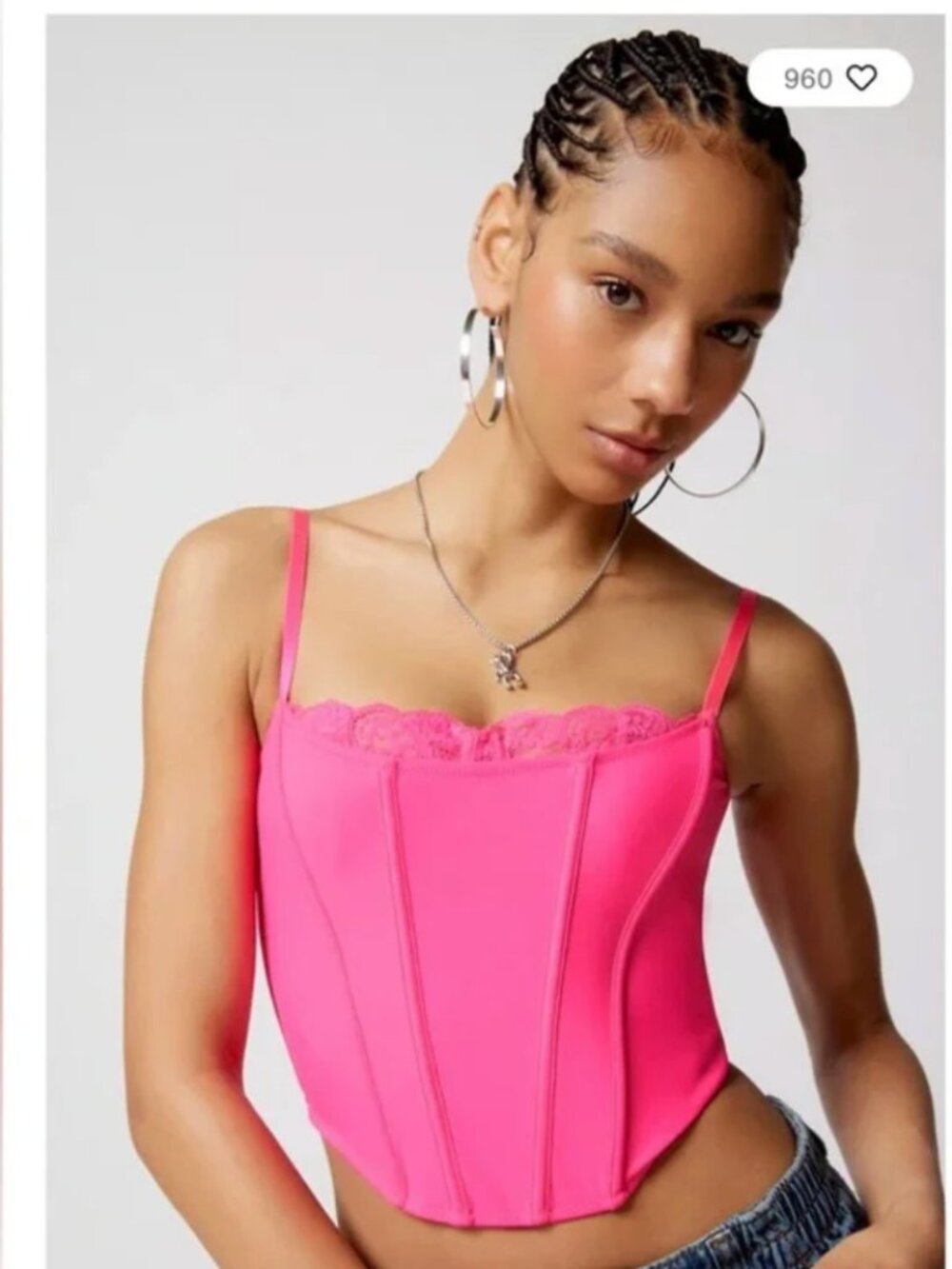 Urban Outfitters Out From Under Corset Top NWT Neon Pink Lace Boning Size L